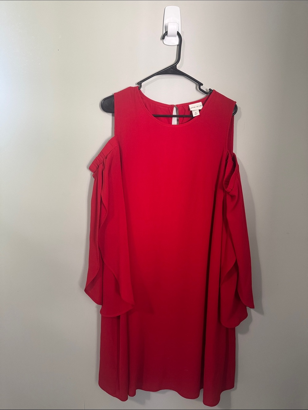 Ava & Viv Red Cold-Shoulder Long Sleeve Dress